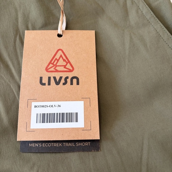 LIVSN Ecotrek Trail Shorts NWT Men’s size 36 Olive Green Outdoor Hiking 8.5” - Picture 3 of 14